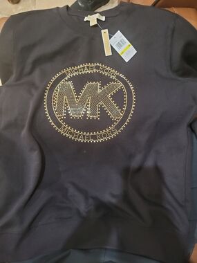 Michael Kors Black Sweatshirt with Gold Studded MK Logo